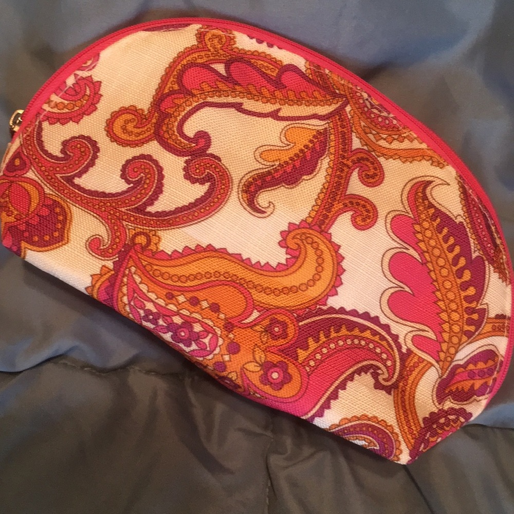 Clinique cosmetic pouch with zipper paisley print